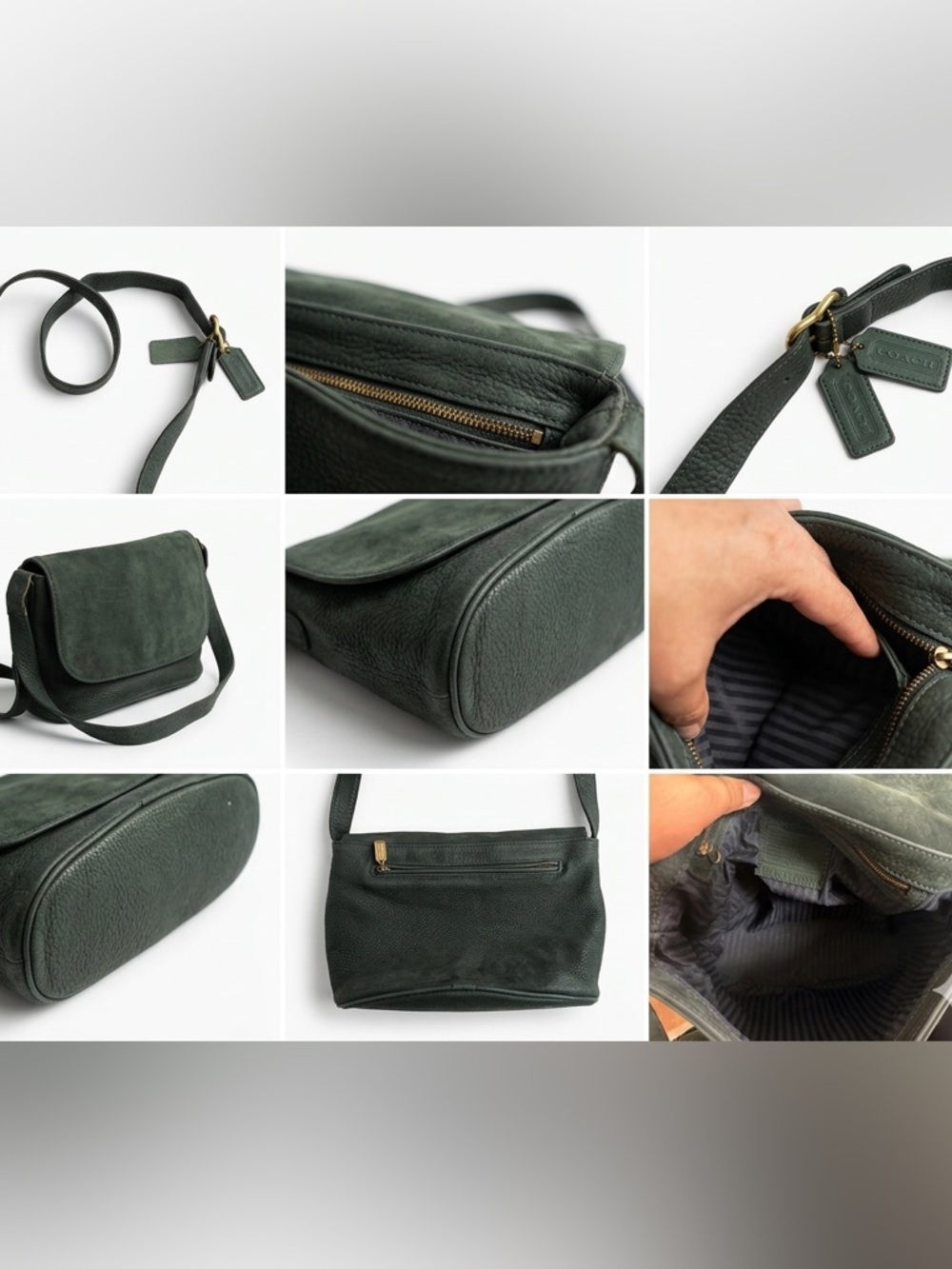 Vintage Coach 845 Nubuck Leather Shoulder Bag Crossbody Green - Picture 10 of 10